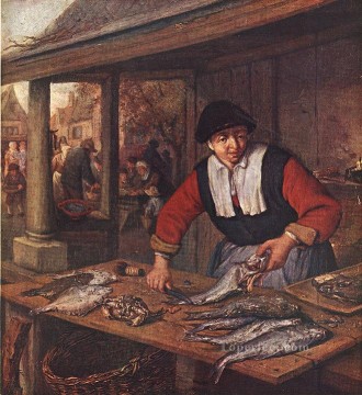 La pescadora pintores de género holandeses Adriaen van Ostade Pinturas al óleo